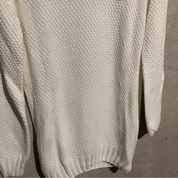 Lacoste Womens Cotton Embroidered Logo Detail Tight-Knit Sweater Cream Size 38 - Picture 3 of 10